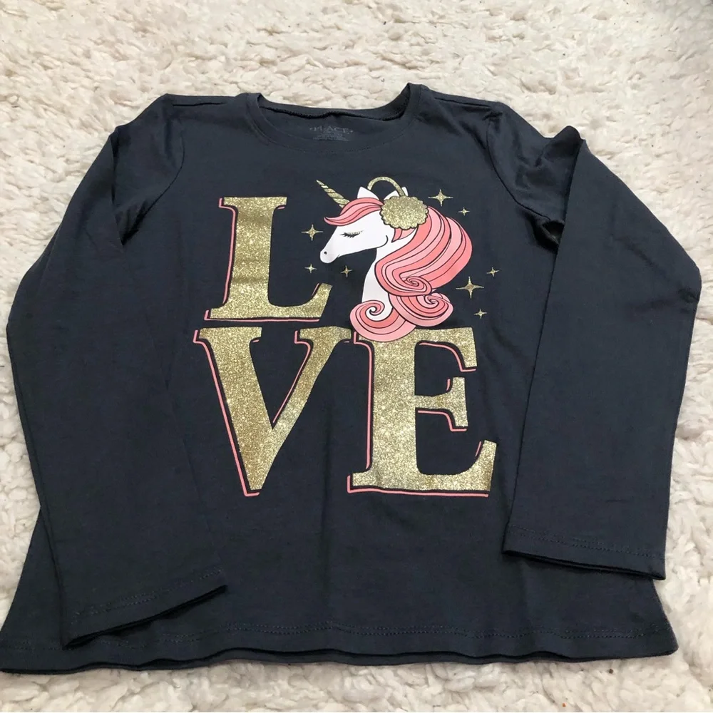 The Children’s Place Unicorn and Llama long sleeve tees Size Med 7/8